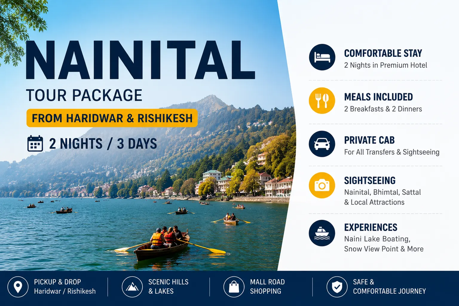 Nainital Tour Package from Haridwar & Rishikesh (2 Nights / 3 Days)